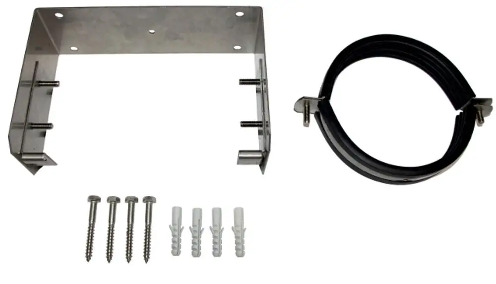 Wandkonsole aus Metall mit Befestigungsschrauben und Dübelset für die Montage, geeignet für die Verwendung mit Produkten der Marke Wolf.